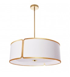 4LT Notched Drum Pendant GLD, WH Shade & Diffuser-(NDR-243P-GLD-WH)-Dainolite  4LT Notched Drum Pendant GLD, WH Shade & Diffuser-(NDR-243P-GLD-WH)-Dainolite