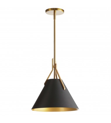  1LT Incandescent Pendant, AGB w/ BK metal shade-(NIC-101P-AGB-BK)-Dainolite