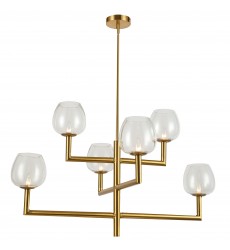 6LT Chandelier, AGB w/ CLR Glass-(NOR-326C-AGB-CLR)-Dainolite  6LT Chandelier, AGB w/ CLR Glass-(NOR-326C-AGB-CLR)-Dainolite