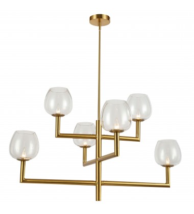 6LT Chandelier, AGB w/ CLR Glass-(NOR-326C-AGB-CLR)-Dainolite  6LT Chandelier, AGB w/ CLR Glass-(NOR-326C-AGB-CLR)-Dainolite