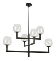 6LT Chandelier, MB w/ CLR Glass-(NOR-326C-MB-CLR)-Dainolite  6LT Chandelier, MB w/ CLR Glass-(NOR-326C-MB-CLR)-Dainolite
