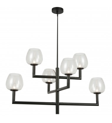 6LT Chandelier, MB w/ CLR Glass-(NOR-326C-MB-CLR)-Dainolite  6LT Chandelier, MB w/ CLR Glass-(NOR-326C-MB-CLR)-Dainolite