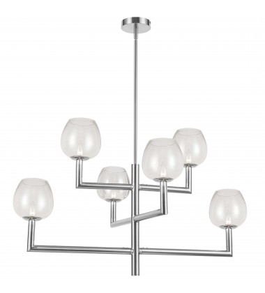 6LT Chandelier, PC w/ CLR Glass-(NOR-326C-PC-CLR)-Dainolite  6LT Chandelier, PC w/ CLR Glass-(NOR-326C-PC-CLR)-Dainolite