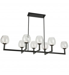 8LT Horizontal Chandelier, MB w/ CLR Glas-(NOR-478HC-MB-CLR)-Dainolite  8LT Horizontal Chandelier, MB w/ CLR Glas-(NOR-478HC-MB-CLR)-Dainolite
