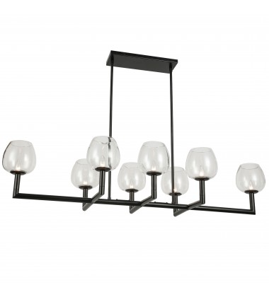 8LT Horizontal Chandelier, MB w/ CLR Glas-(NOR-478HC-MB-CLR)-Dainolite  8LT Horizontal Chandelier, MB w/ CLR Glas-(NOR-478HC-MB-CLR)-Dainolite
