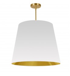 1LT Oversized Drum Pendant Large, WH/GLD Shade-(ODR-L-692)-Dainolite  1LT Oversized Drum Pendant Large, WH/GLD Shade-(ODR-L-692)-Dainolite