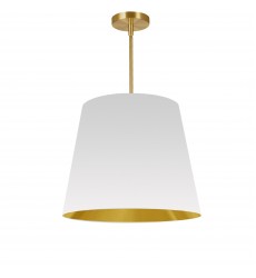 1LT Oversized Drum Pendant Medium, WH/GLD Shade-(ODR-M-692)-Dainolite  1LT Oversized Drum Pendant Medium, WH/GLD Shade-(ODR-M-692)-Dainolite
