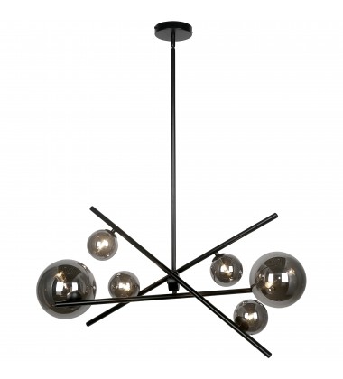 6LT Horz Pendant, MB w/ Smoked Glass-(PAM-276HP-MB)-Dainolite  6LT Horz Pendant, MB w/ Smoked Glass-(PAM-276HP-MB)-Dainolite