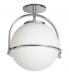  1LT Incandescent Semi-Flush Mount, PC w/ WH Glass-(PAO-121SF-PC)-Dainolite