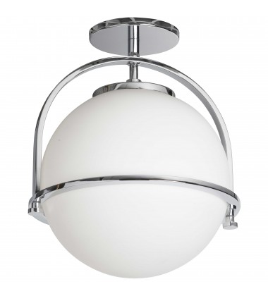  1LT Incandescent Semi-Flush Mount, PC w/ WH Glass-(PAO-121SF-PC)-Dainolite