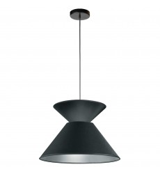  1LT Patricia Pendant, JTone BLK/SV Shade, BK-(PAT-181P-BK-697)-Dainolite