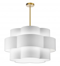  4LT Incan 3-Tier Chandelier, AGB w/ White Shade-(PLX-284C-AGB-WH)-Dainolite