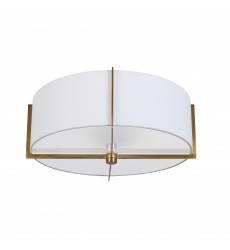  3LT Incandescent Semi-Flush Mount, AGB w/ WH Shade-(PST-153SF-AGB-WH)-Dainolite