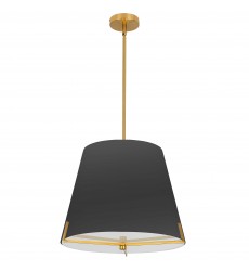  4 LT Incandescent Pendant, AGB w/ BK fabric shade-(PST-184P-AGB-BK)-Dainolite