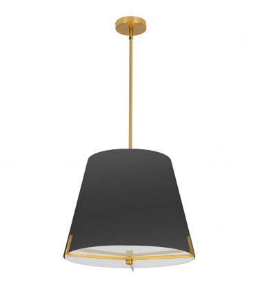  4 LT Incandescent Pendant, AGB w/ BK fabric shade-(PST-184P-AGB-BK)-Dainolite