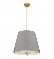  4 LT Incandescent Pendant, AGB w/ GRY fabric shade-(PST-184P-AGB-GRY)-Dainolite