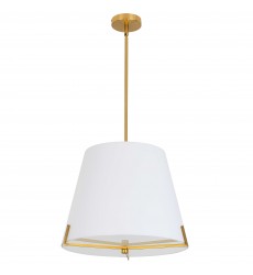  4 LT Incandescent Pendant, AGB w/ WH fabric shade-(PST-184P-AGB-WH)-Dainolite