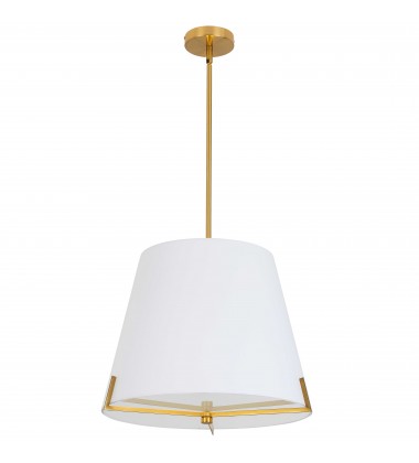  4 LT Incandescent Pendant, AGB w/ WH fabric shade-(PST-184P-AGB-WH)-Dainolite