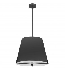  4 LT Incandescent Pendant, MB w/ BK fabric shade-(PST-184P-MB-BK)-Dainolite