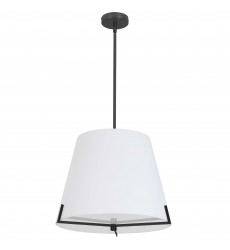  4 LT Incandescent Pendant, MB w/ WH fabric shade-(PST-184P-MB-WH)-Dainolite