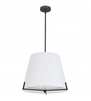  4 LT Incandescent Pendant, MB w/ WH fabric shade-(PST-184P-MB-WH)-Dainolite