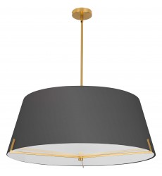  4 LT Incandescent Pendant, AGB w/ BK fabric shade-(PST-324P-AGB-BK)-Dainolite
