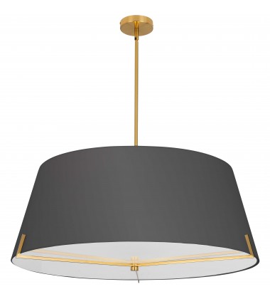  4 LT Incandescent Pendant, AGB w/ BK fabric shade-(PST-324P-AGB-BK)-Dainolite