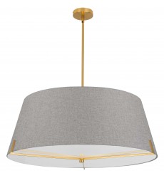  4 LT Incandescent Pendant, AGB w/ GRY fabric shade-(PST-324P-AGB-GRY)-Dainolite