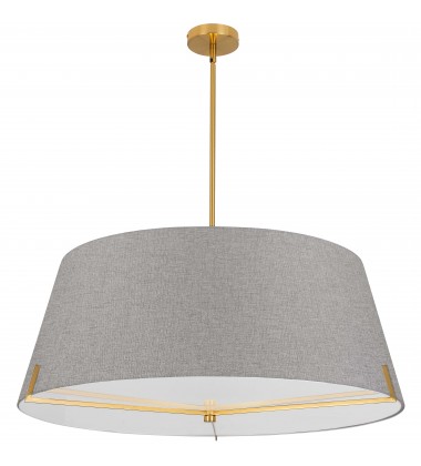  4 LT Incandescent Pendant, AGB w/ GRY fabric shade-(PST-324P-AGB-GRY)-Dainolite