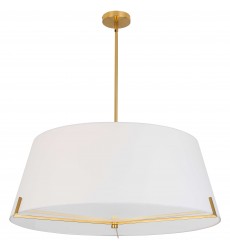  4 LT Incandescent Pendant, AGB w/ WH fabric shade-(PST-324P-AGB-WH)-Dainolite