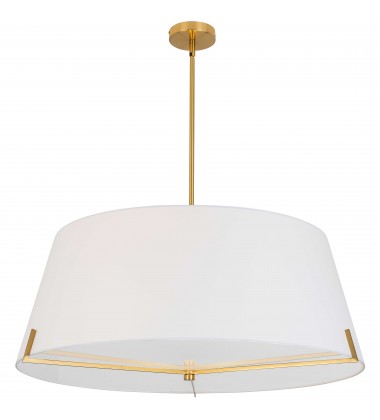  4 LT Incandescent Pendant, AGB w/ WH fabric shade-(PST-324P-AGB-WH)-Dainolite