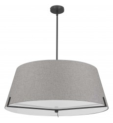  4 LT Incandescent Pendant, MB w/ GRY fabric shade-(PST-324P-MB-GRY)-Dainolite
