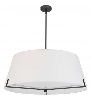  4 LT Incandescent Pendant, MB w/ WH fabric shade-(PST-324P-MB-WH)-Dainolite
