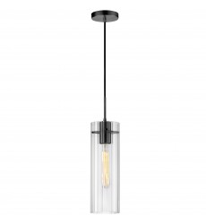 1LT Incand Pendant, MB w/ CLR Fluted Glass-(PTA-51P-CFF-MB)-Dainolite  1LT Incand Pendant, MB w/ CLR Fluted Glass-(PTA-51P-CFF-MB)-Dainolite