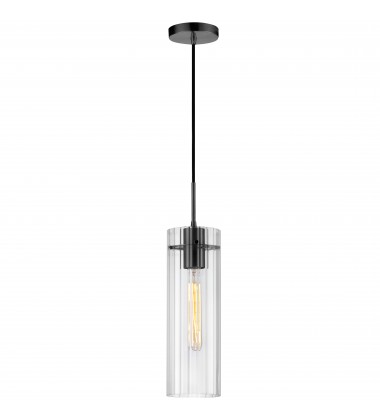 1LT Incand Pendant, MB w/ CLR Fluted Glass-(PTA-51P-CFF-MB)-Dainolite  1LT Incand Pendant, MB w/ CLR Fluted Glass-(PTA-51P-CFF-MB)-Dainolite