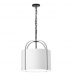  1LT Incandescent Pendant, BK w/ WH Shade-(QCY-181P-BK-WH)-Dainolite