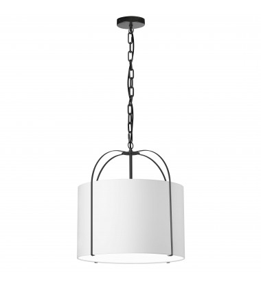  1LT Incandescent Pendant, BK w/ WH Shade-(QCY-181P-BK-WH)-Dainolite