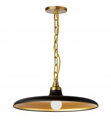 1LT Incand Pendant, AGB w/ MB & GLD Shade-(QTN-181P-MB-AGB)-Dainolite  1LT Incand Pendant, AGB w/ MB & GLD Shade-(QTN-181P-MB-AGB)-Dainolite