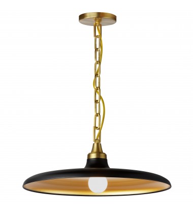  1LT Incand Pendant, AGB w/ MB & GLD Shade-(QTN-181P-MB-AGB)-Dainolite