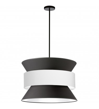  4LT Incandescent Pendant, MB w/ BK & WH Shade-(QUA-244P-BK-WH)-Dainolite