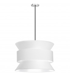  4LT Incandescent Pendant, PC w/ WH Shades-(QUA-244P-WH)-Dainolite