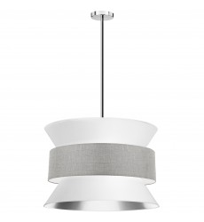  4LT Incandescent Pendant, PC w/ WH GRY Shade-(QUA-244P-WH-GRY)-Dainolite