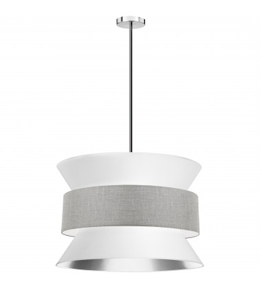  4LT Incandescent Pendant, PC w/ WH GRY Shade-(QUA-244P-WH-GRY)-Dainolite