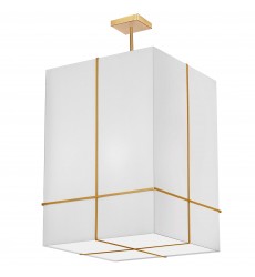  4LT Incandescent Pendant, GLD w/ WH Shade-(RAQ-184P-GLD-WH)-Dainolite