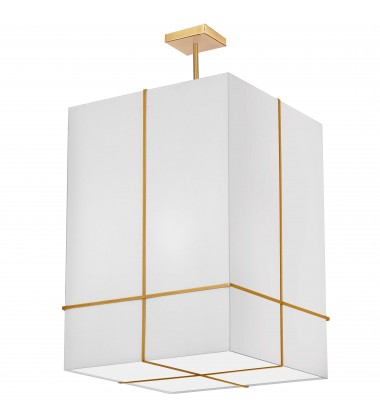  4LT Incandescent Pendant, GLD w/ WH Shade-(RAQ-184P-GLD-WH)-Dainolite
