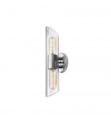 2LT Vanity, PC w/ Clear Fluted Glass-(SAM-162W-PC)-Dainolite  2LT Vanity, PC w/ Clear Fluted Glass-(SAM-162W-PC)-Dainolite