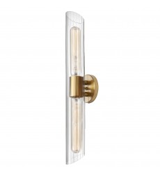 2LT Vanity, AGB w/ Clear Fluted Glass-(SAM-252W-AGB)-Dainolite  2LT Vanity, AGB w/ Clear Fluted Glass-(SAM-252W-AGB)-Dainolite