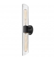 2LT Vanity, MB w/ Clear Fluted Glass-(SAM-252W-MB)-Dainolite  2LT Vanity, MB w/ Clear Fluted Glass-(SAM-252W-MB)-Dainolite