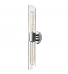 2LT Vanity, PC w/ Clear Fluted Glass-(SAM-252W-PC)-Dainolite  2LT Vanity, PC w/ Clear Fluted Glass-(SAM-252W-PC)-Dainolite