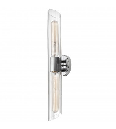 2LT Vanity, PC w/ Clear Fluted Glass-(SAM-252W-PC)-Dainolite  2LT Vanity, PC w/ Clear Fluted Glass-(SAM-252W-PC)-Dainolite